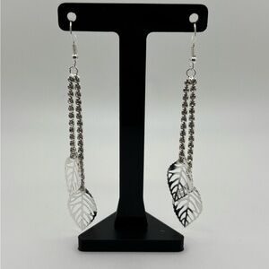 Elegant Silver Leaf Drop Earrings
